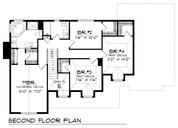 Dream House Plan - Traditional Floor Plan - Upper Floor Plan #70-347