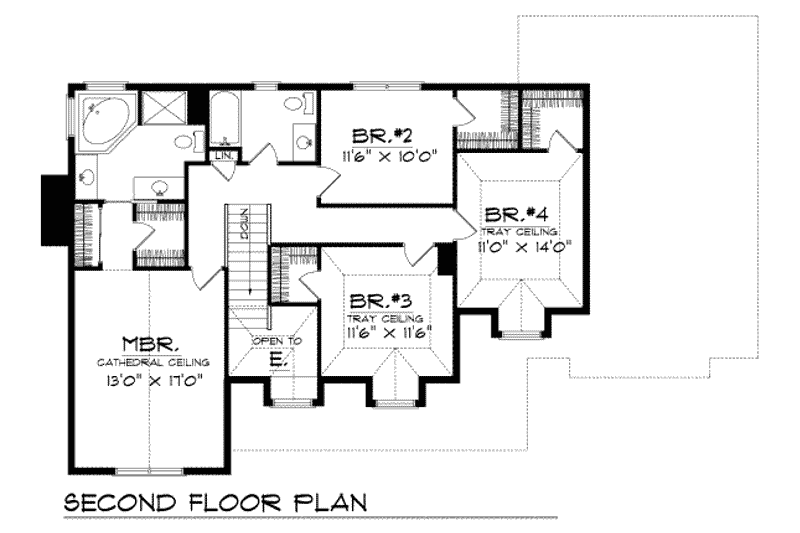 Home Plan - Floor Plan - Upper Floor for Traditional House Plan #70-347 - 4 bed, 2.5 bath