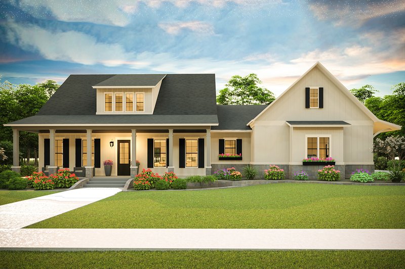 Dream House Plan - Exterior - Front Elevation 4 for Farmhouse House Plan #406-9653 - 3 bed, 2 bath