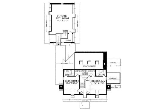 Floor Plan - Upper Floor for Colonial House Plan #137-204 - 3 bed, 3 bath