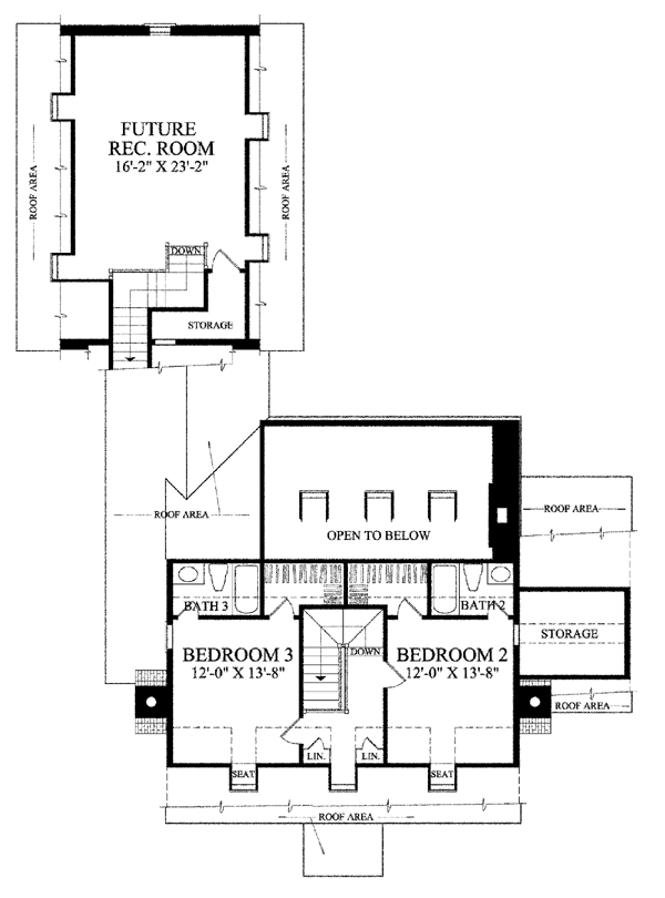 Colonial Floor Plan - Upper Floor Plan #137-204