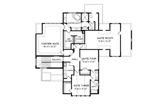 Floor Plan - Upper Floor for European House Plan #413-111 - 4 bed, 3.5 bath