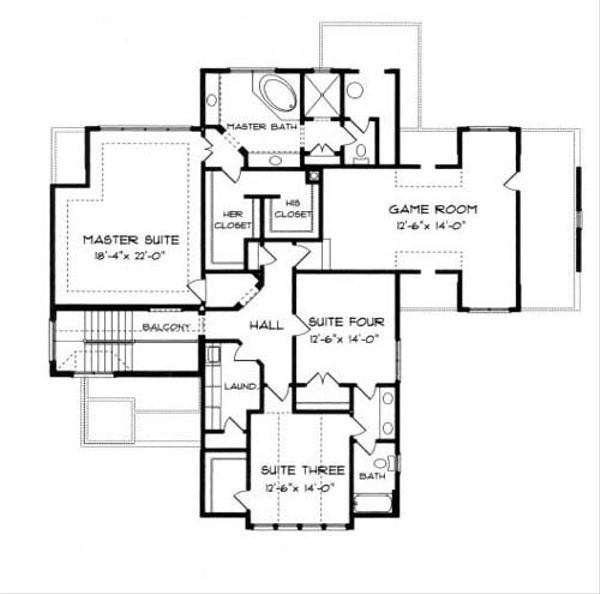 House Design - European Floor Plan - Upper Floor Plan #413-111