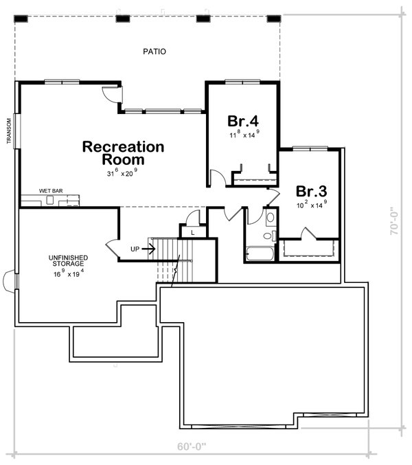 Dream House Plan - Craftsman Floor Plan - Lower Floor Plan #20-2499