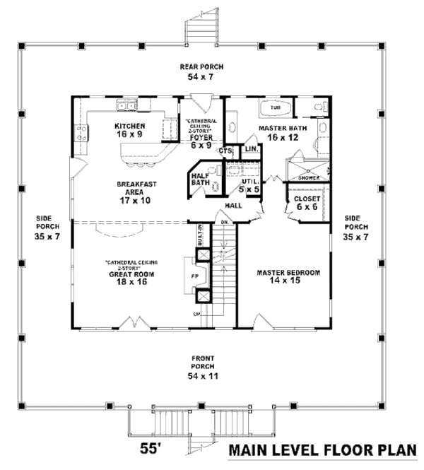 Beach Floor Plan - Main Floor Plan #81-13792