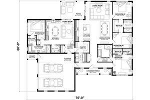 Floor Plan - Main Floor for Farmhouse House Plan #23-2770 - 4 bed, 3 bath
