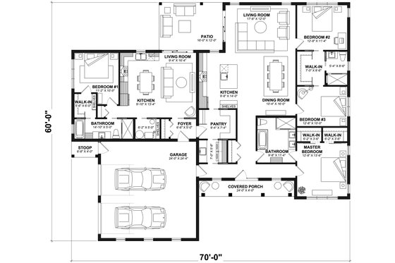 Floor Plan - Main Floor for Farmhouse House Plan #23-2770 - 4 bed, 3 bath