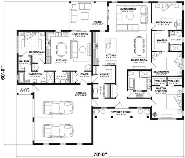 House Blueprint - Farmhouse Floor Plan - Main Floor Plan #23-2770