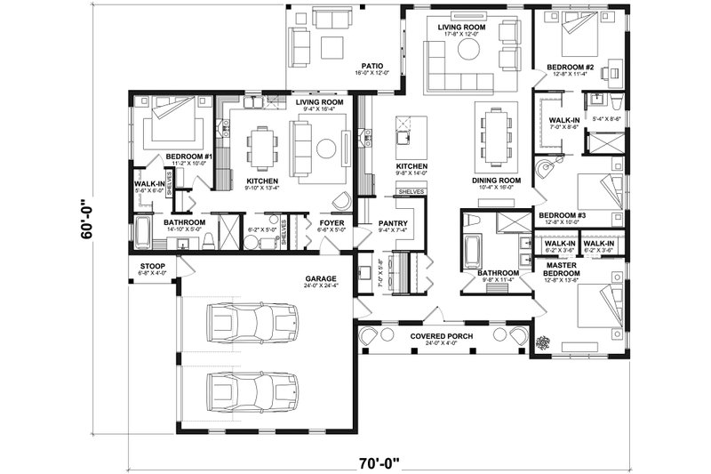 House Design - Floor Plan - Main Floor for Farmhouse House Plan #23-2770 - 4 bed, 3 bath