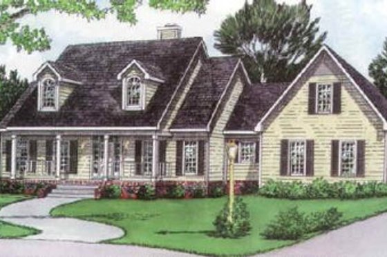 Exterior - Front Elevation for Farmhouse House Plan #16-165 - 3 bed, 2 bath