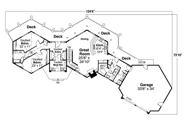 Craftsman Floor Plan - Main Floor Plan #124-1206