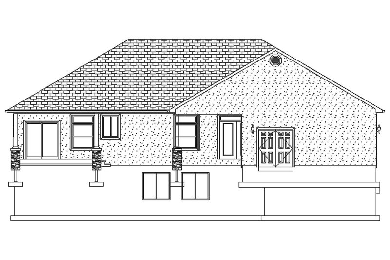 Dream House Plan - Exterior - Rear Elevation for Ranch House Plan #1060-43 - 2 bed, 2.5 bath