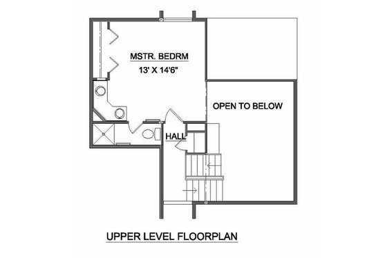 Floor Plan - Upper Floor for Contemporary House Plan #116-121 - 2 bed, 2 bath