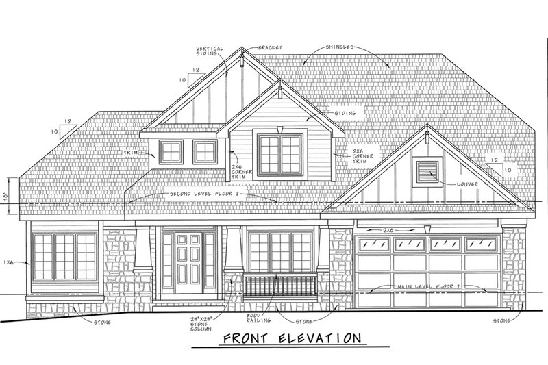 Architectural House Design - Exterior - Front Elevation 4 for Traditional House Plan #20-2134 - 4 bed, 2.5 bath