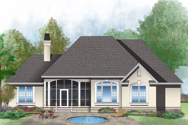 Home Plan - Exterior - Rear Elevation for Mediterranean House Plan #929-291 - 3 bed, 2 bath