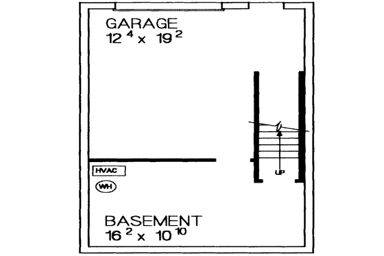 Floor Plan - Lower Floor for Colonial House Plan #72-475 - 2 bed, 1 bath
