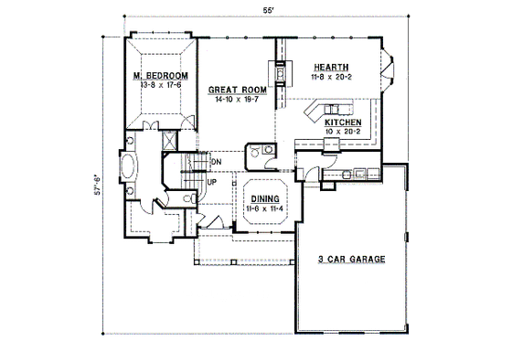 Floor Plan - Main Floor for Traditional House Plan #67-720 - 4 bed, 3 bath