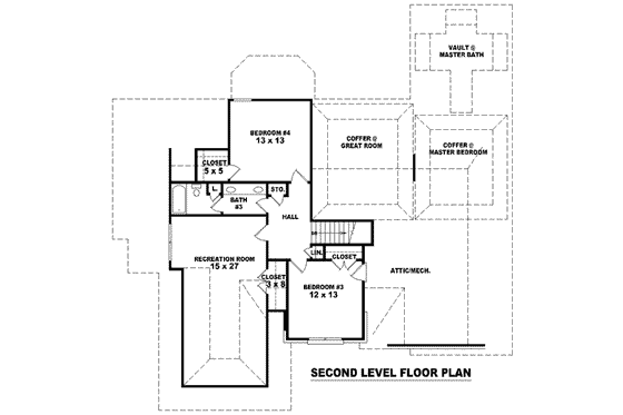Floor Plan - Upper Floor for European House Plan #81-1262 - 4 bed, 3.5 bath