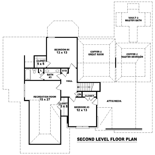 Floor Plan - Upper Floor for European House Plan #81-1262 - 4 bed, 3.5 bath