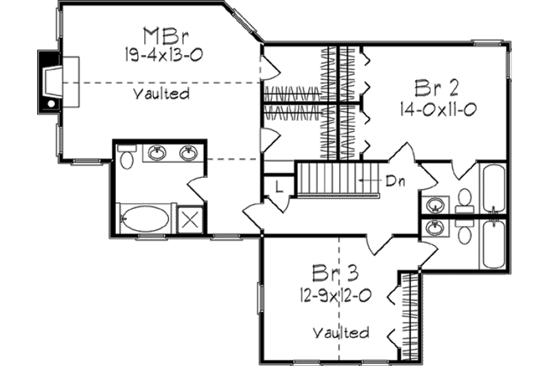 Architectural House Design - Floor Plan - Upper Floor for Country House Plan #57-132 - 3 bed, 3.5 bath
