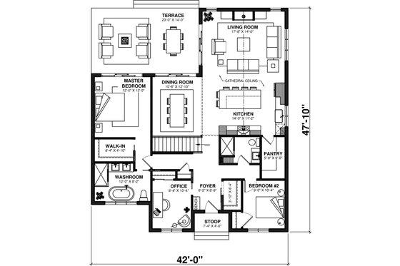 Floor Plan - Main Floor for Farmhouse House Plan #23-2773 - 4 bed, 3 bath