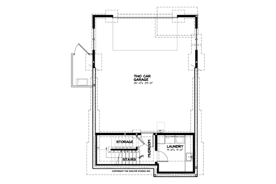 Floor Plan - Lower Floor for Craftsman House Plan #895-55 - 2 bed, 1 bath