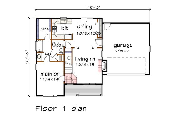 Floor Plan - Main Floor for Country House Plan #79-180 - 4 bed, 2.5 bath