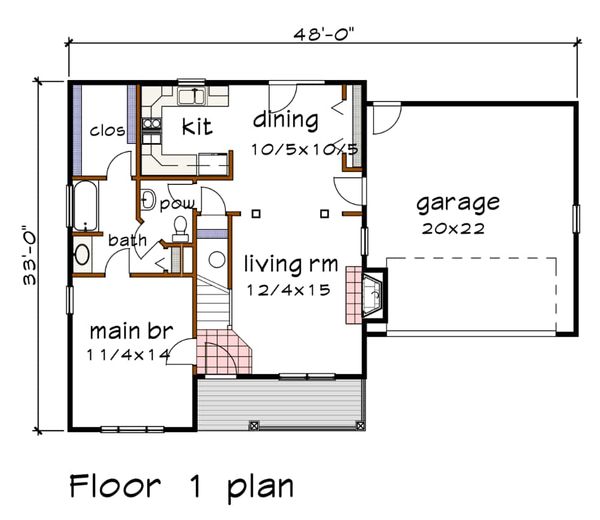 Country Floor Plan - Main Floor Plan #79-180