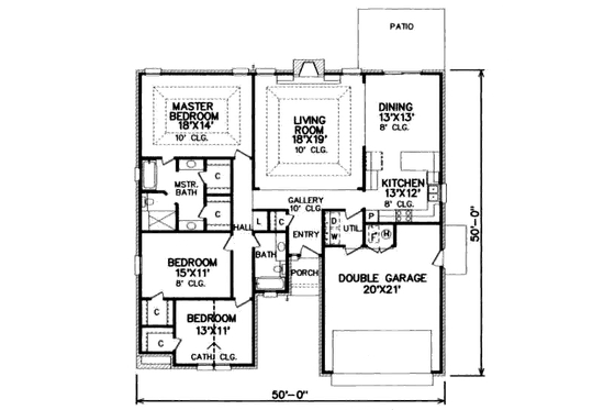 Floor Plan - Main Floor for Traditional House Plan #65-116 - 3 bed, 2 bath