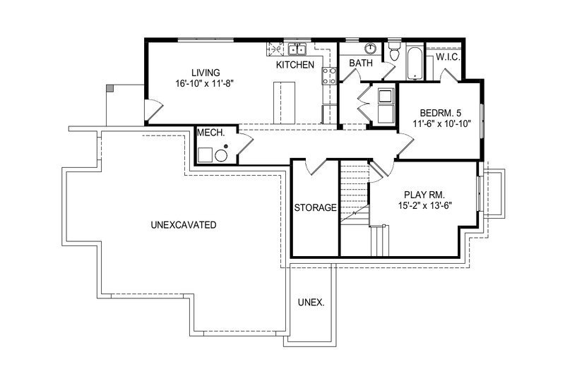 Dream House Plan - Floor Plan - Lower Floor for Modern House Plan #920-112 - 3 bed, 3 bath