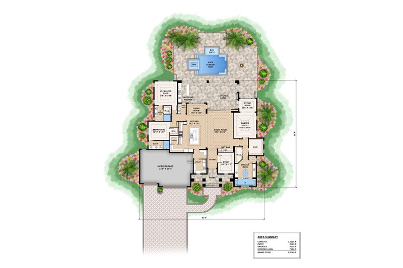 Home Plan - Floor Plan - Main Floor for Traditional House Plan #1083-12 - 3 bed, 3.5 bath