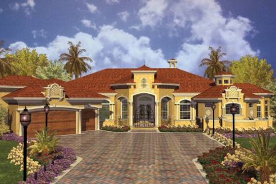 Exterior - Front Elevation for European House Plan #420-125 - 4 bed, 5.5 bath