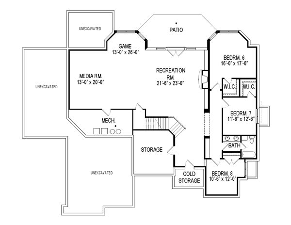 House Blueprint - Traditional Floor Plan - Lower Floor Plan #920-44