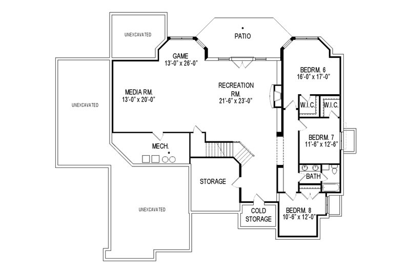 Dream House Plan - Floor Plan - Lower Floor for Traditional House Plan #920-44 - 8 bed, 4 bath