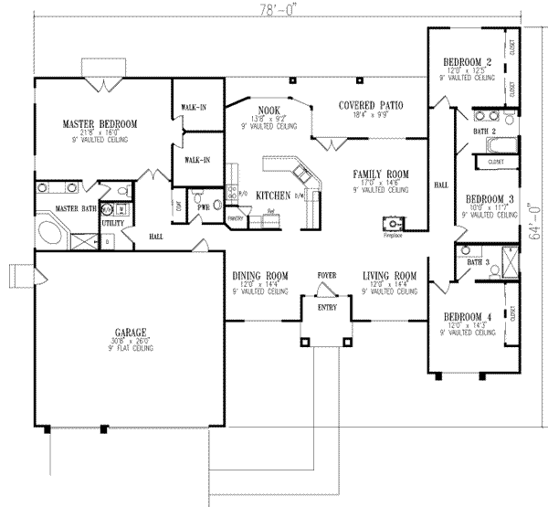 Home Plan - Adobe / Southwestern Floor Plan - Main Floor Plan #1-658