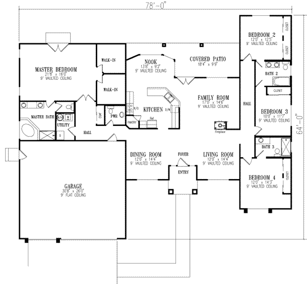 Architectural House Design - Adobe / Southwestern Floor Plan - Main Floor Plan #1-658