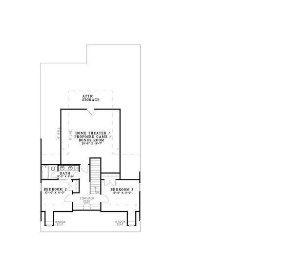 Floor Plan - Upper Floor for Country House Plan #17-2107 - 3 bed, 2.5 bath