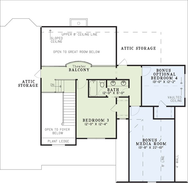 Dream House Plan - Traditional Floor Plan - Upper Floor Plan #17-2881