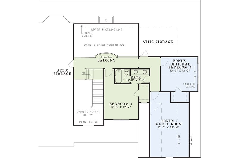 Home Plan - Floor Plan - Upper Floor for Traditional House Plan #17-2881 - 4 bed, 3 bath