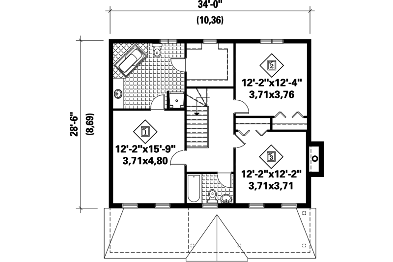 Colonial Style House Plan - 3 Beds 1 Baths 1761 Sq/Ft Plan #25-4789 ...