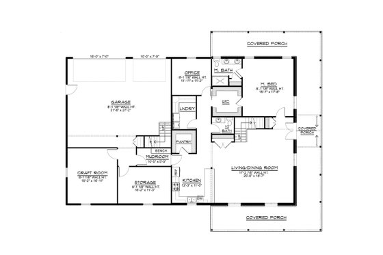Floor Plan - Main Floor for Barndominium House Plan #1064-373 - 4 bed, 3.5 bath