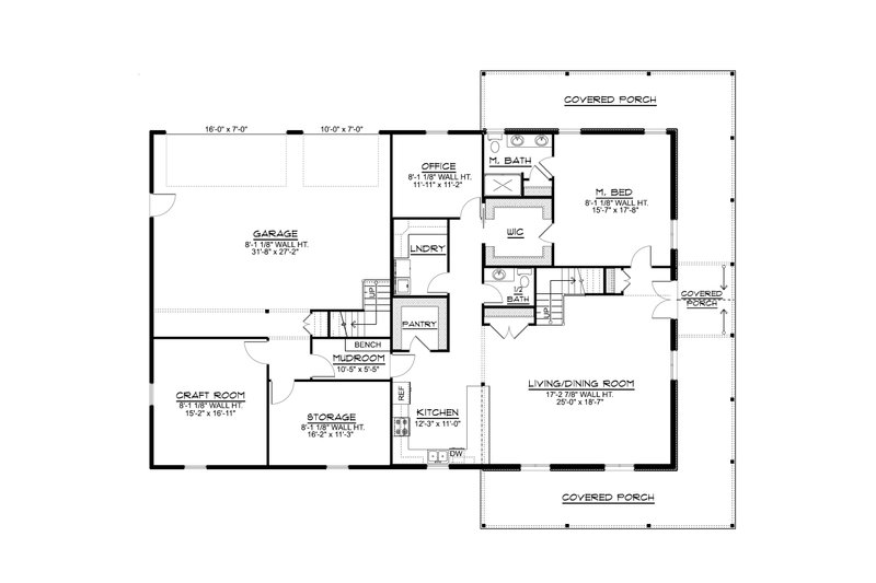Architectural House Design - Floor Plan - Main Floor for Barndominium House Plan #1064-373 - 4 bed, 3.5 bath