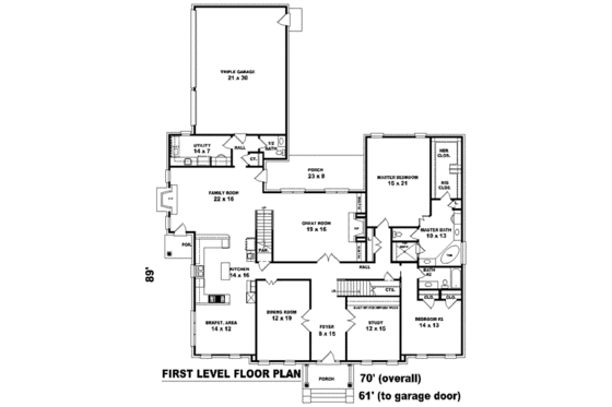 Floor Plan - Main Floor for Southern House Plan #81-1650 - 5 bed, 4 bath