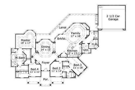 Floor Plan - Main Floor for European House Plan #411-537 - 4 bed, 3.5 bath