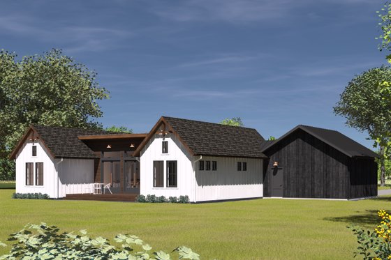 Exterior - Rear Elevation 1 for Farmhouse House Plan #933-18 - 3 bed, 2 bath