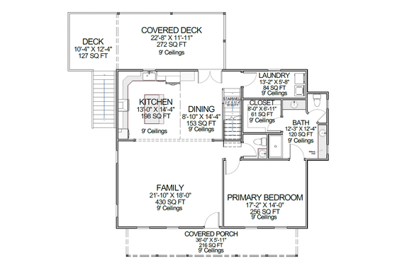 Floor Plan - Main Floor for Country House Plan #1116-34 - 3 bed, 2.5 bath