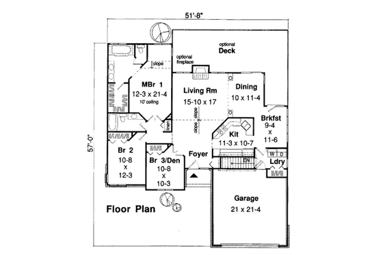 Floor Plan - Main Floor for Traditional House Plan #312-586 - 3 bed, 2 bath