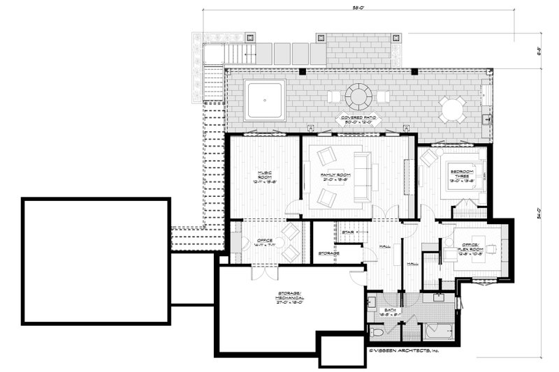 House Design - Floor Plan - Lower Floor for Modern House Plan #928-396 - 4 bed, 3 bath
