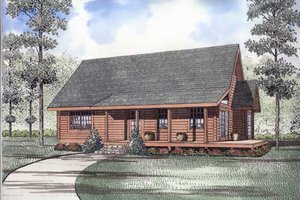 Log Exterior - Front Elevation Plan #17-3217