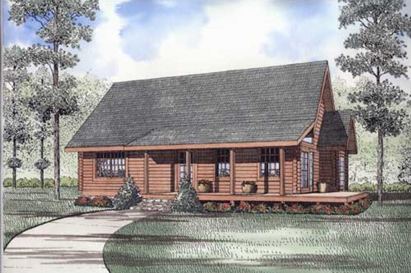 Dream House Plan - Log Exterior - Front Elevation Plan #17-3217